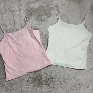 Nordstrom Girls Pink and White Spaghetti-Strap Tank Top Duo